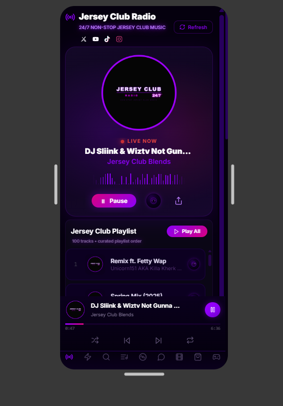 Version 2 mobile — circular badge, no waveform